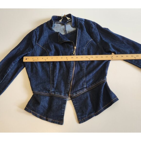Nicki Minaj Denim Jean Jacket Fitted‎ Blue Zippered Womens Size Medium - Picture 11 of 14